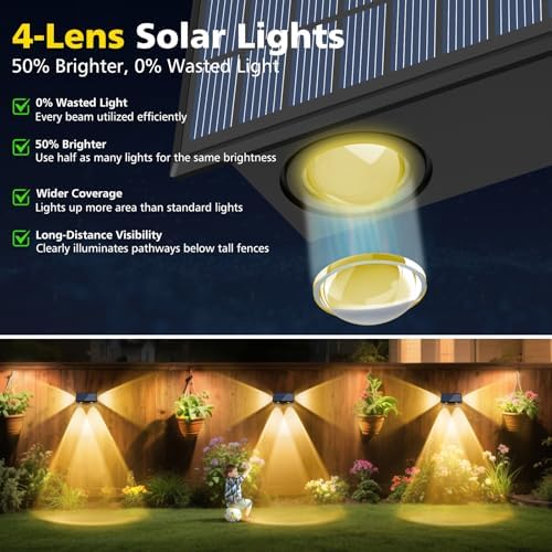 T-SUN Solar Fence Lights Outdoor, 8 Mode RGB & Warm White Fence Solar Light - Image 3