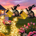 Solar Watering Can Lights, 2 Pack Bunny Hanging Lantern Solar Lights Outdoor, Rabbits Lover Gifts for Mom Women Birthday Mother's Day, Waterproof Garden Decor Outside Patio Yard Pathway Backyard by yulloyello