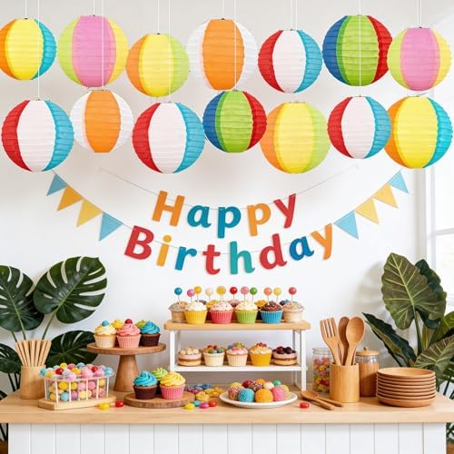 ‎Renbuzhu 45Pcs Pool Summer Party Decorations Beach Ball Paper Lanterns - Image 5