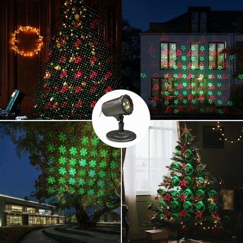 2-Pack Christmas Projector Lights Outdoor Laser Projection with Remote & Bonus Timer – 8 Festive Red & Green Patterns, IP65 Waterproof Xmas Laser Light for Lawn, Garden, Yard & Patio Decorations - Image 2