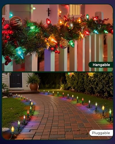 Christmas Pathway Lights Outdoor,102.8 Ft Lights with 80 Multicolor Bulbs - Image 5