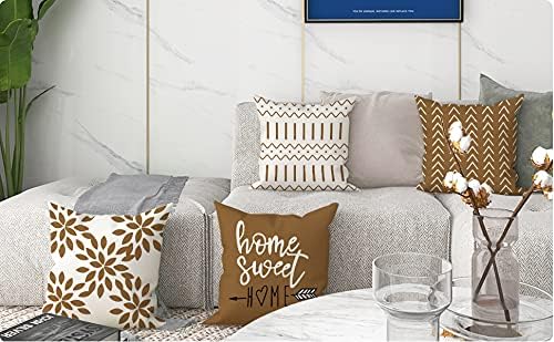 YCOLL Pillow Covers 16x16 Set of 4, Modern Sofa Throw Pillow Cover, Decorative Outdoor Linen Fabric Pillow Case for Couch Bed Car， Light Brown - Image 7
