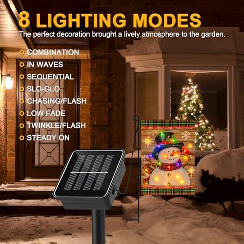 Lighted Christmas Garden Flag, Solar Powered Snowman Yard Decor - Image 5