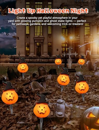Halloween Pumpkin Pathway Lights Outdoor, 4PCS Jack O Lantern Pumpkin Light - Image 7