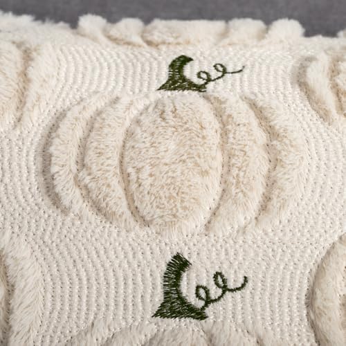 Fall Pumpkin Pillow Covers 16x16 Set of 2 Beige Fall Farmhouse Decor - Image 2