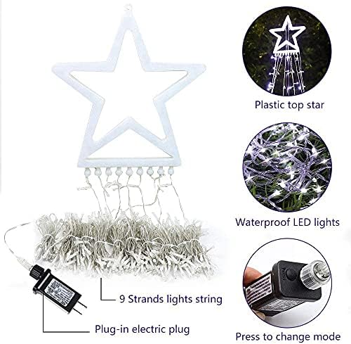 Christmas Decoration LED Star String Lights, Christmas Star String Lights with 317 LED Hanging Fairy Curtain Lights for Party Wedding Patio Indoor Outdoor Decorative - Image 7