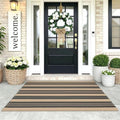 KOZYFLY 3'x5' Striped Area Rug, Brown and Black Woven Cotton Outdoor Rug by KOZYFLY