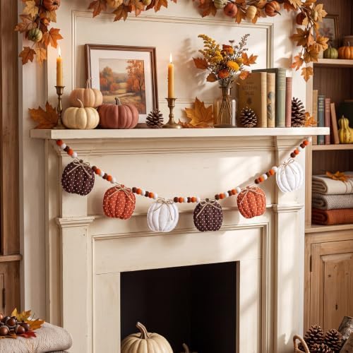 6.56 ft Fall Pumpkin Garland 3D Fabric Autumn Decor for Home - Image 6
