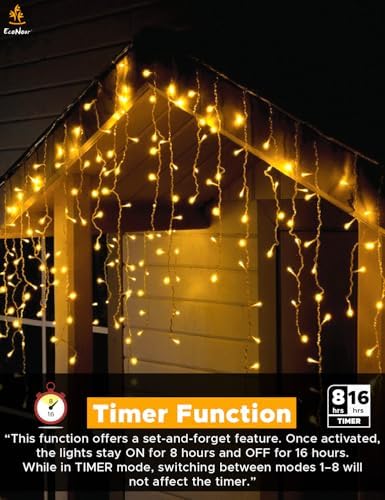 EcoNour Warm White Christmas Icicle Lights for Outside, 55.77 FT 500LED - Image 4