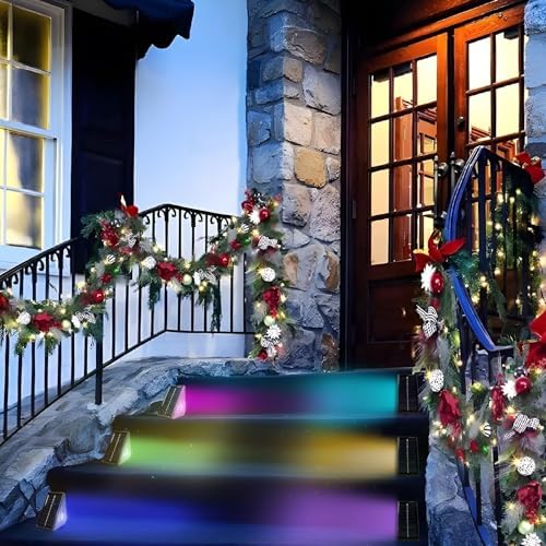 Solar Step Deck Lights Outdoo: 16 Pack Solar Step Light, Waterproof Warm White/7 RGB Color Glow Solar Fence Lights for Patio Stairs Post Pathway Porch Driveway Garden Decor - Image 7