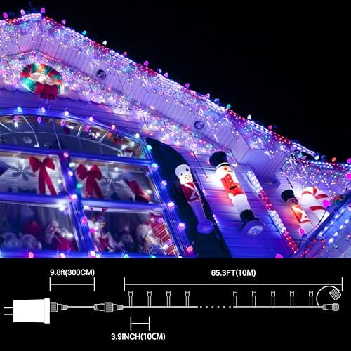 LAMPHOME 33ft Red White Blue String Lights, 100LED 4th of July Patriotic Fairy Lights Plug in,16 Lighting Modes with timer Starry Lights for Outdoor Tree Independence Day Memorial Day tree Party Decor - Image 2
