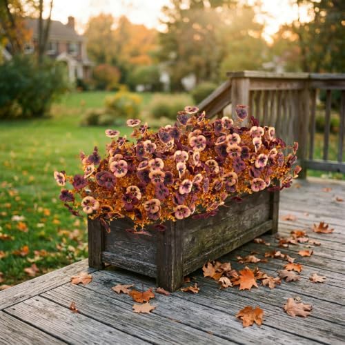 16 Bundles Fall Outdoor Artificial Pansy Flowers Autumn Garden Decor - Image 5