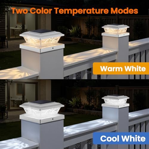 Brightever 4x4 Post Solar Lights, Solar Post Cap Lights White 4-Pack - Image 3