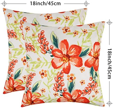Pyonic Outdoor Pillows Covers Pack of 2 Spring Floral Waterproof Throw Pillow Covers 18X18 inch Outdoor Pillows for Patio Furniture Garden Square Outside Waterproof Pillow - Image 4