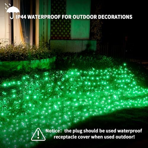 Dirnun Led Christmas Net Lights Green Outdoor Christmas Lights 160LED 5ftx7ft, Waterproof Outdoor Indoor Fairy Mesh Net Light for Xmas Party, Yard, Patio, Trees, Shrubs, Bushes Decorations - Image 3