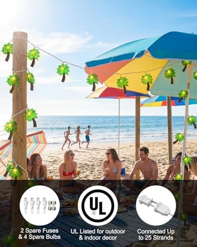 8.5Ft Palm Tree String Lights with 10 Palm Tree Light, Summer Beach Themed Decoration Light for Camp Tent Wedding Holiday Party Garden Bedroom(White) - Image 5