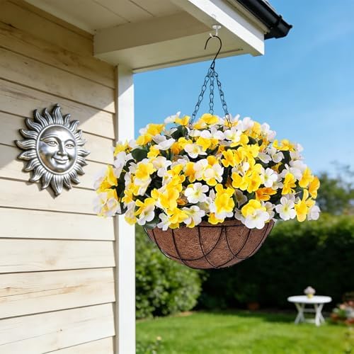 INXUGAO Artificial Hanging Flowers with Basket for Outdoor UV Resistant - Image 2