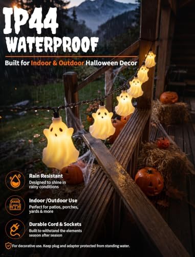 Halloween Ghost String Lights 8.5FT 10 White Ghost Lights for Party Decor - Image 4