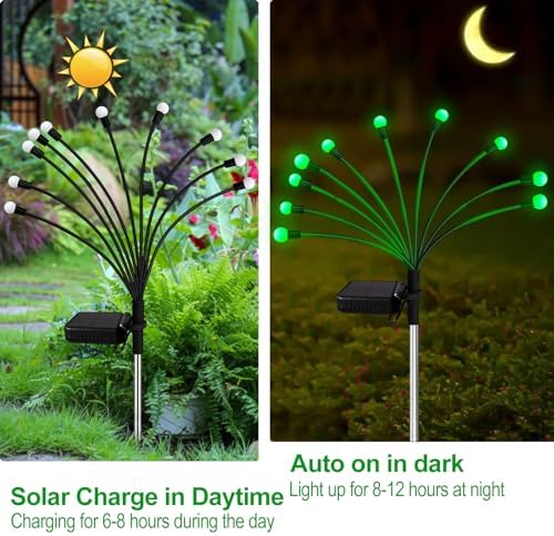 Solar St Patricks Day Lights Outdoor, 6 Pack 48 LED Solar Green Firefly Lights Waterproof, Sway by Wind, Swaying Light for Yard Patio Backyard Garden Planter Flower Bed Pathway Outdoor Decoration - Image 3