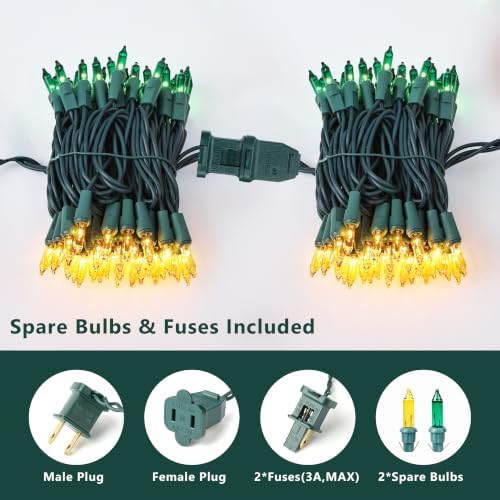 BrizLabs Christmas Lights, 100 Count 19.7ft Yellow & Green String Lights - Image 3