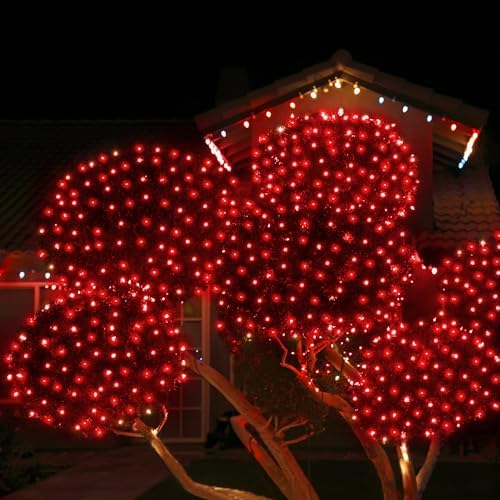 WBao Christmas Lights, 200LED 8.4ft x 5.2ft Net Lights Outdoor Mesh Light with 8 Modes, Timer, UL Certified, End to End Connectable, Waterproof for Lawn, Bushes Outdoor Christmas Decorations, Red - Image 7