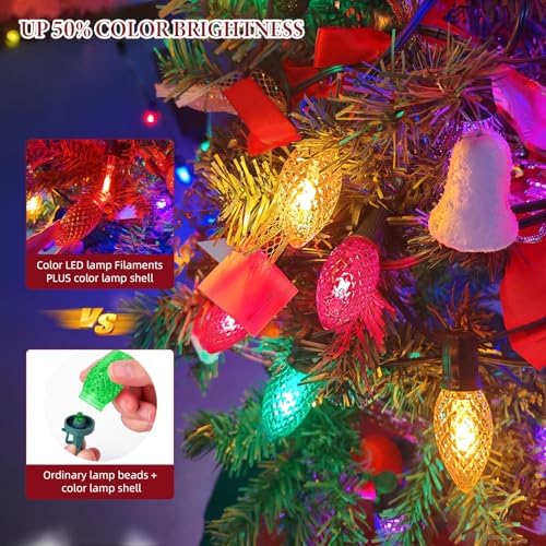 Kawaya Christmas Pathway Lights, Jumbo C9 Faceted Tree Lights 25FT 25 Bulbs - Image 5
