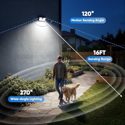 Brightever 2-Pack Solar Motion Sensor Outdoor Lights, IP65 Waterproof Solar Powered Fence Lights with 3 Lighting Modes, Solar Security Wall Lights for Outside, House, Walking Dog, Step, Deck, Garage - Image 4