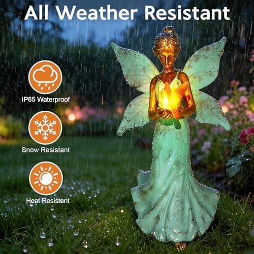 Solar Angel Garden Statues, Outdoor Solar Lights Waterproof, Birthday Gifts for Mom Women Mother's Day, Garden Figurines for Yard Decor Patio Porch Lawn Ornaments - Image 4
