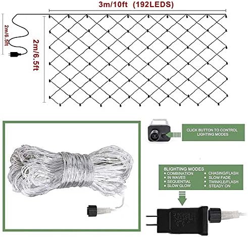 Warm White Christmas Net Lights, 192 LED 9.8FT x 6.6FT - Image 6