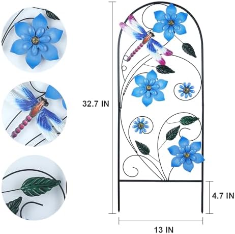 Garden Decor for Outside, YEAHOME 34 Inch Decorative Garden Stakes with Flowers Dragonflies, Metal Spring Yard Decorations for Outdoor Patio Lawn Backyard - Image 3