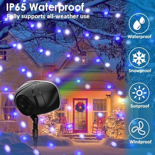 Halloween Snowfall Projector Lights Outdoor,RGBW Christmas Snowfall Projector Light, Rotating Falling Snow Projector with Remote Control for Party Garden Halloween Xmas Landscape Decor - Image 3