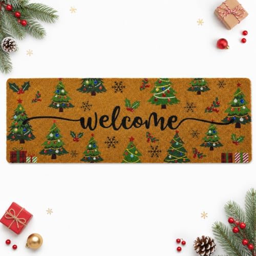 Long Doormat 48x 16 inch Christmas Tree Door Mat Welcome Doormat for Winter Christmas Front Door Outdoor Indoor Porch Entrance Decor Vivid by Tangren
