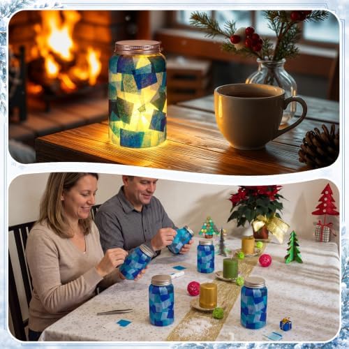 Qinyoung 12 Pcs Winter Mason Jar Craft Kits with LED Candle Lights - Image 6