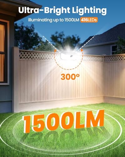 LUHLEE 416 LEDs Clip On Solar Lights Outdoor, 1500LM & 300° Angle Bright Motion Sensor Outdoor Lights with 3 Lighting Mode, IP65 Waterproof Solar Security Light for Fence, Patio, Backyard, Gutter (1) - Image 4