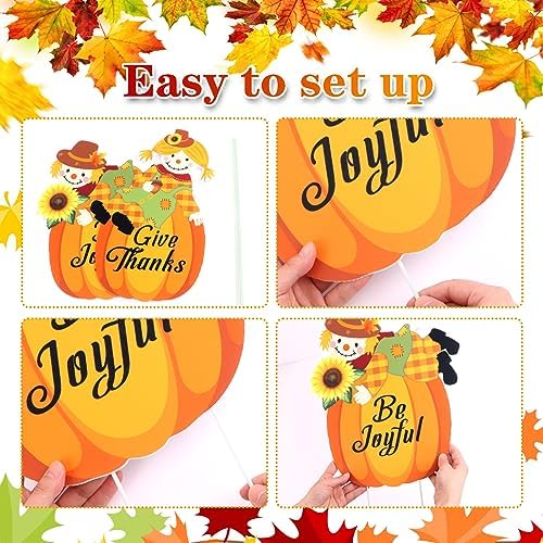 Fall Scarecrow Yard Stake Thanksgiving Pumpkin Porch Sign with Stakes - Image 5