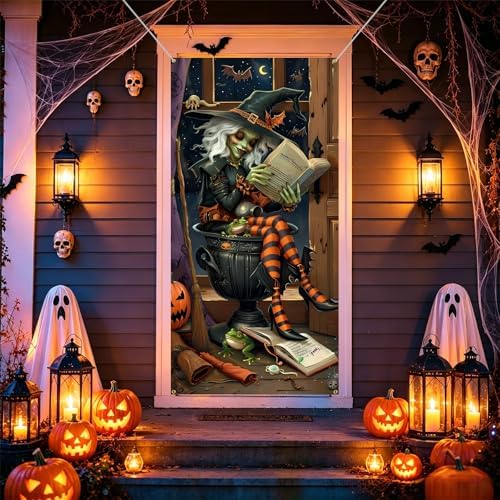 35.4" x 70.8" Halloween Door Cover, Haunted House Front Door Decor - Image 6