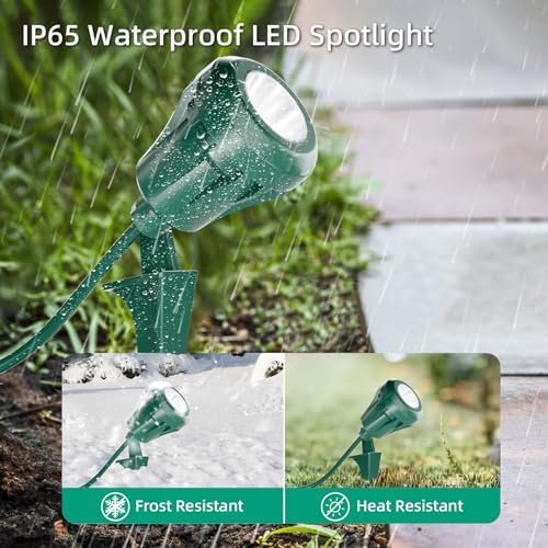 Christmas 120V LED Outdoor Spotlights, 5 Extra Lenses (RGB Purple Blue), 7.5W 800LM Waterproof Spotlight Outdoor, Plug-In Landscape Light for Yard, Halloween, Christmas, Tree Flag Light, ETL Listed - Image 3