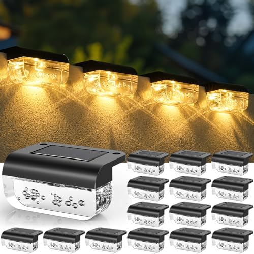 Herzila 16 Pack Solar Fence Lights, Waterproof Outdoor Solar Step Lights Fence Lights Solar Powered for Outside, Step, Fence, Deck, Stair, Pool and Yard, Warm White by Herzila