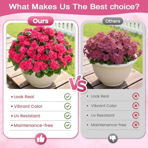 Alupssuc 24Pcs Artificial Geranium Flowers for Outdoors Decoration Silk Floral, UV Resistant Fake Plants, Faux Flower for Porch Garden Table Centerpieces Home Indoor Outside Spring Decor(24, DeepPink) - Image 4