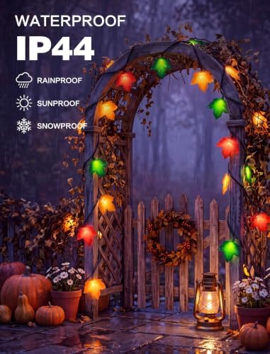 Fall Decor Maple Leaf Fall String Lights, 8.5ft Thanksgiving String Lights with 10 3D Multicolor Maple Leaf Lights, Fall Lights Plug in for Thanksgiving Autumn Fall Party Indoor Bedroom Harvest Decor - Image 3