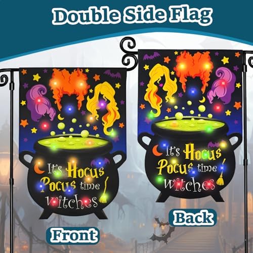Halloween Lighted Garden Flag, Hocus Pocus Yard Decor, 12x18 In - Image 4