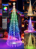 Flacchi 7.8FT Smart Christmas Tree Lights - Star Tree Topper with Removable Bracket, App Control, Sync with Music, Waterfall Colored Lights for Indoor Outdoor Xmas Decorations (7.8FT/ String Lights) by Flacchi
