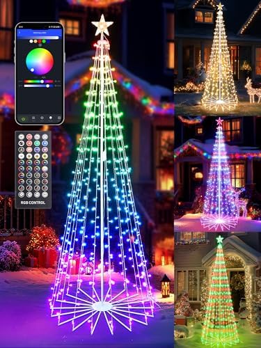 Flacchi 7.8FT Smart Christmas Tree Lights - Star Tree Topper with Removable Bracket, App Control, Sync with Music, Waterfall Colored Lights for Indoor Outdoor Xmas Decorations (7.8FT/ String Lights) by Flacchi