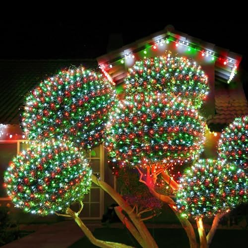 WBao F8 Big Bulbs Christmas Net Lights, 200LED 8.4ft x 5.2ft Christmas Bushes Lights with 8 Modes, Timer, End to End Connectable, Waterproof for Lawn, Bushes Outdoor Xmas Decorations, Red Green White - Image 7
