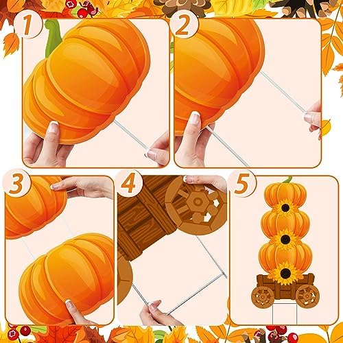 Thyle 2 Pack Fall Thanksgiving Outdoor Decorations, Pumpkin Yard Sign Stake - Image 4