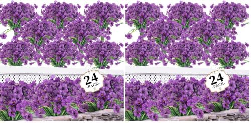 ColoPlay 24 Deep Purple Bundles Artificial Flowers for Outdoors/Indoors Fake Flowers Plants for Indoor Outside Garden Porch Window Box Home Wedding Farmhouse (Pack of 2) by ColoPlay