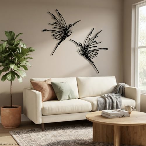 2Pcs Metal Hummingbird Wall Art, 3D Large Outdoor Garden Decor(18.6"x22.4") - Image 2