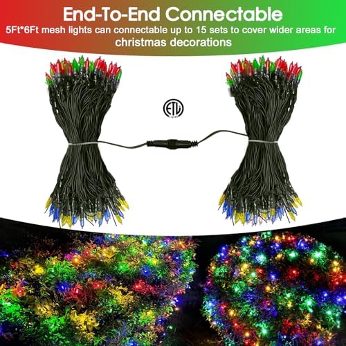 Christmas Net Lights Outdoor for Bushes, 6x5ft 120LED Net Light Outdoor Mesh Lights, Connectable Waterproof Net Light for Bushes,Garden,Yard,Trunk,Xmas Tree,Christmas Décor (Multicolor) - Image 5