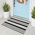 KOZYFLY Striped Rug 2x3 ft Brown and Black Woven Washable Stripes Doormat by KOZYFLY