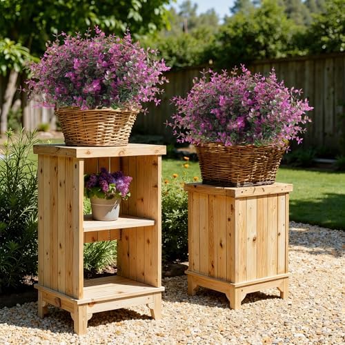 RECUTMS 12 Pcs Artificial UV Resistant Flowers Outdoor Faux Plastic Plants - Image 6